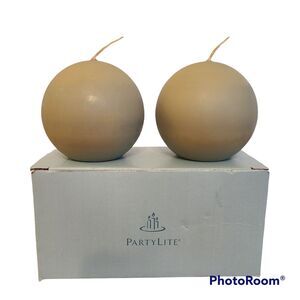 PartyLite Ball Candles 3" Ginger Apple Scent Round Ball Two In Original Box
